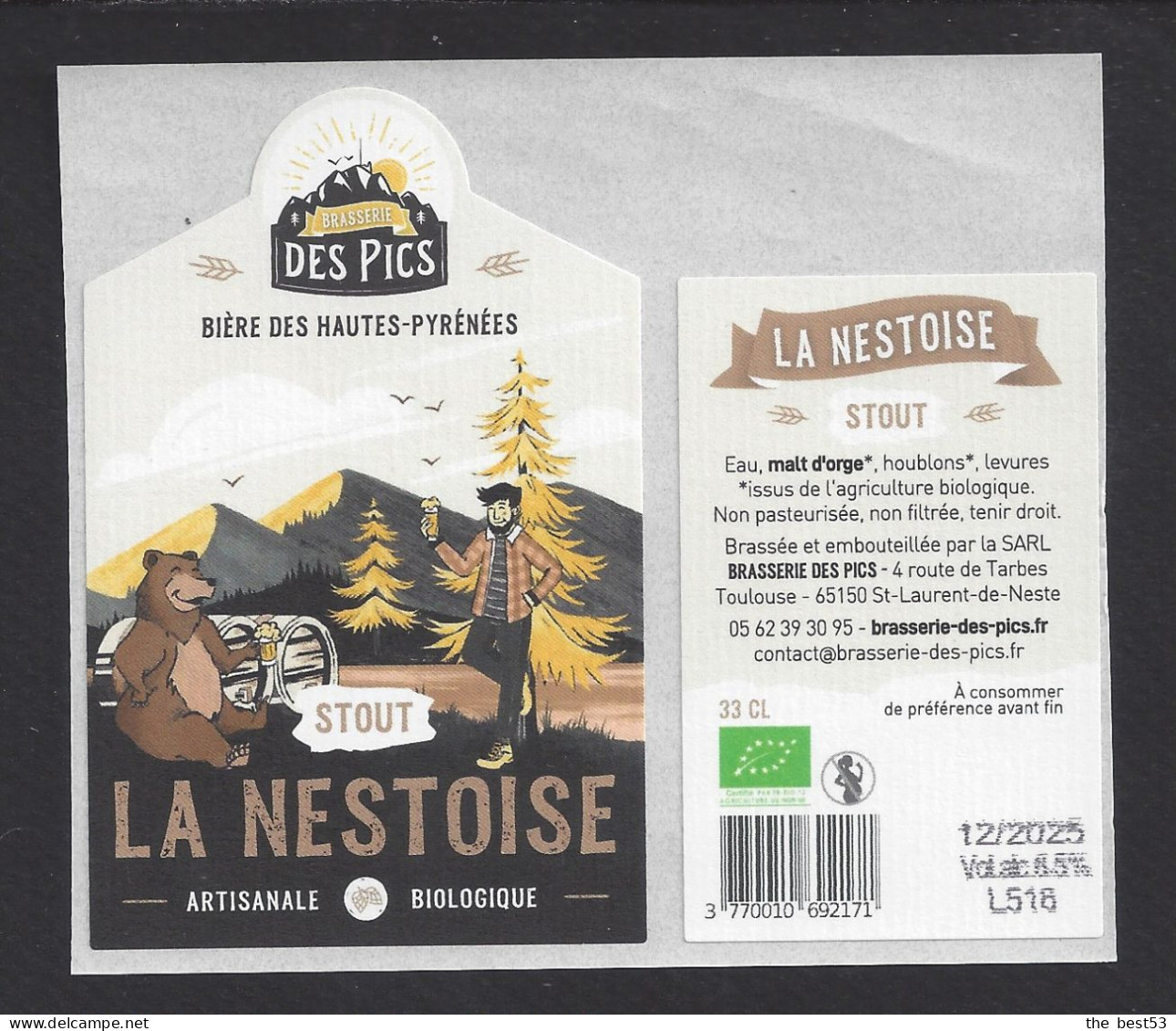 Etiquette De Bière  Stout  -  La Nestoise  -  Brasserie  Des Pics  à  Saint Laurent De Neste   (65) - Bière