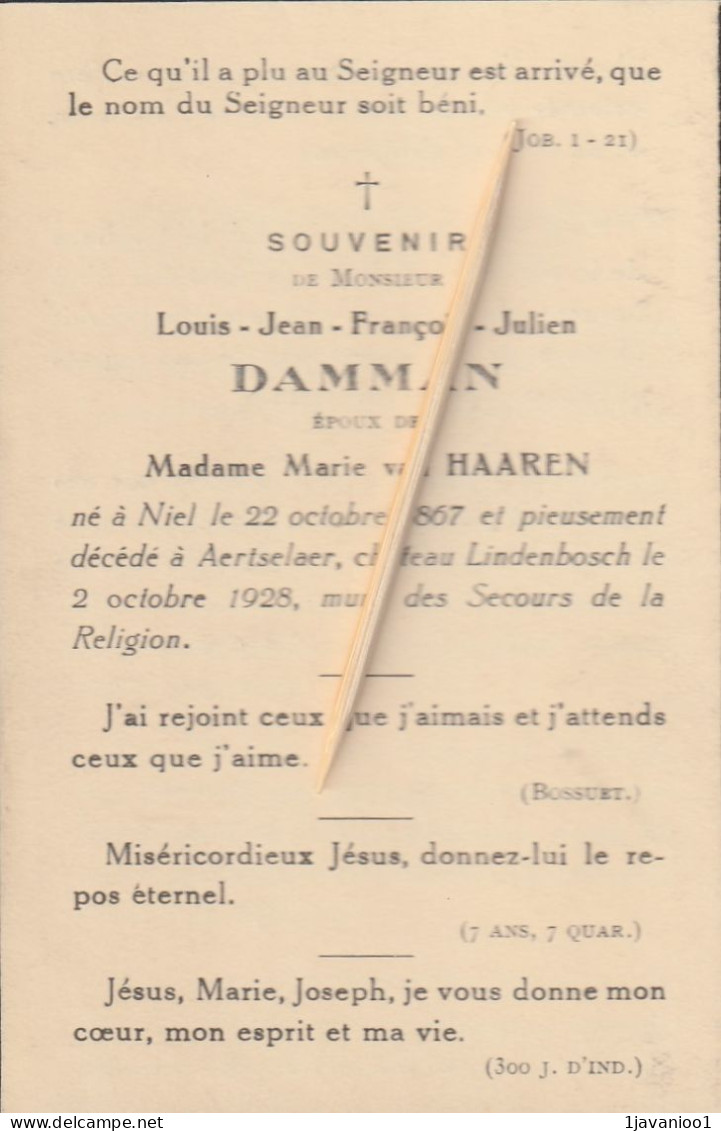 Niel, Aartselaar, 1928, Louis Damman, Haaren - Devotieprenten