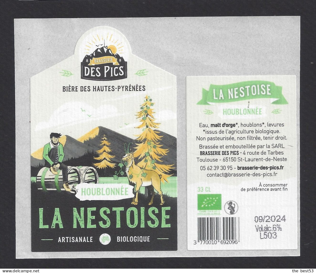 Etiquette De Bière  Houblonnée  -  La Nestoise  -  Brasserie  Des Pics  à  Saint Laurent De Neste   (65) - Bier