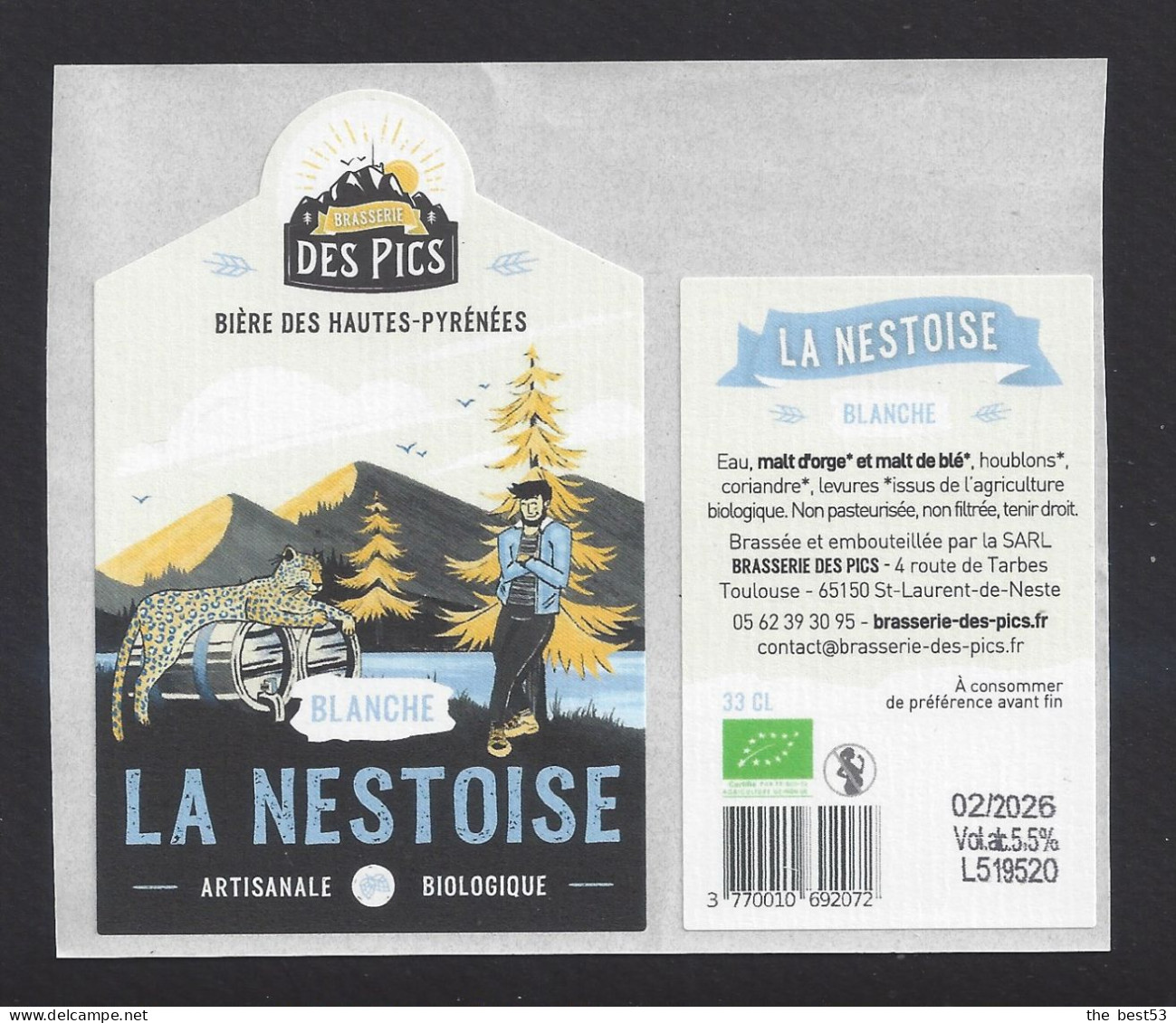 Etiquette De Bière  Blanche  -  La Nestoise  -  Brasserie  Des Pics  à  Saint Laurent De Neste   (65) - Bier