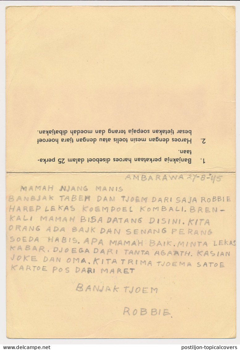 Postcard Camp Ambarawa -Internee Camp Semarang Neth. Indies 2605 - Netherlands Indies