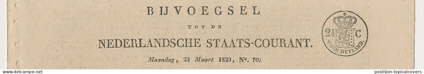 Fiscaal / Revenue - 2 1/2 C. Voor Het Land - 1829  - Fiscaux