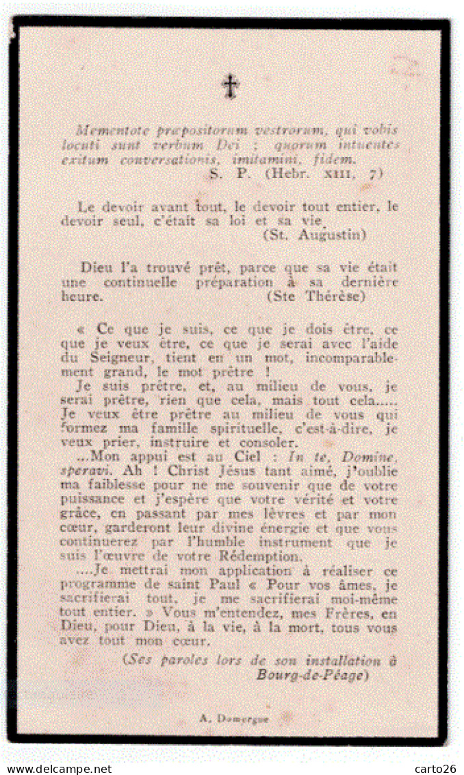 Généalogie *  Sylvius MARTIN - Décédé Le 22/05/1932 - Chanoine / Curé - Bourg De Péage (26)  * - Religion & Esotericism