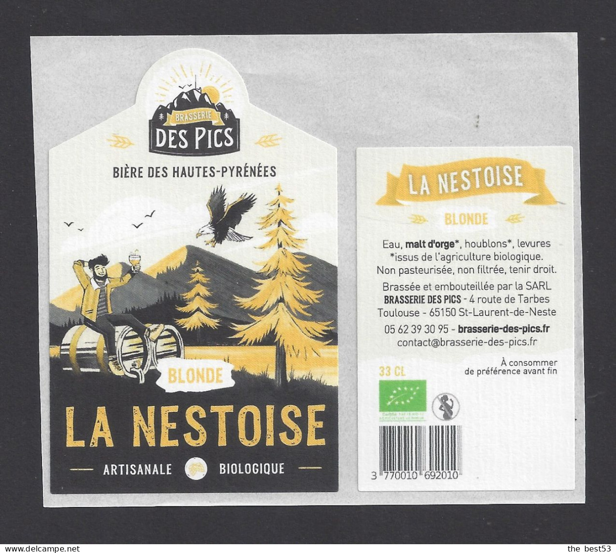 Etiquette De Bière  Blonde  -  La Nestoise  -  Brasserie  Des Pics  à  Saint Laurent De Neste   (65) - Cerveza