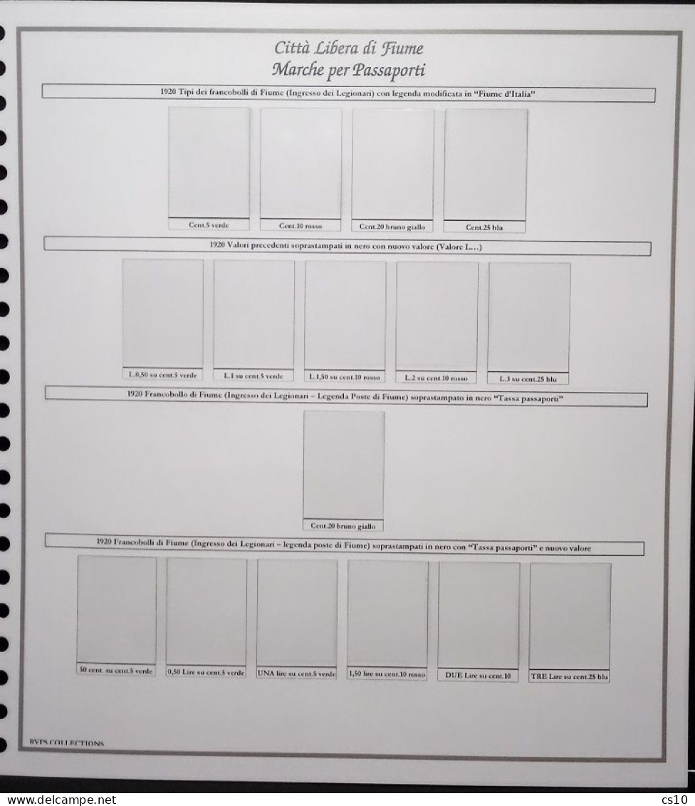 CITTA' LIBERA DI FIUME - OMNICOMPRENSIVA - Raccolta Fogli d'Album Standard 22 anelli con taschine