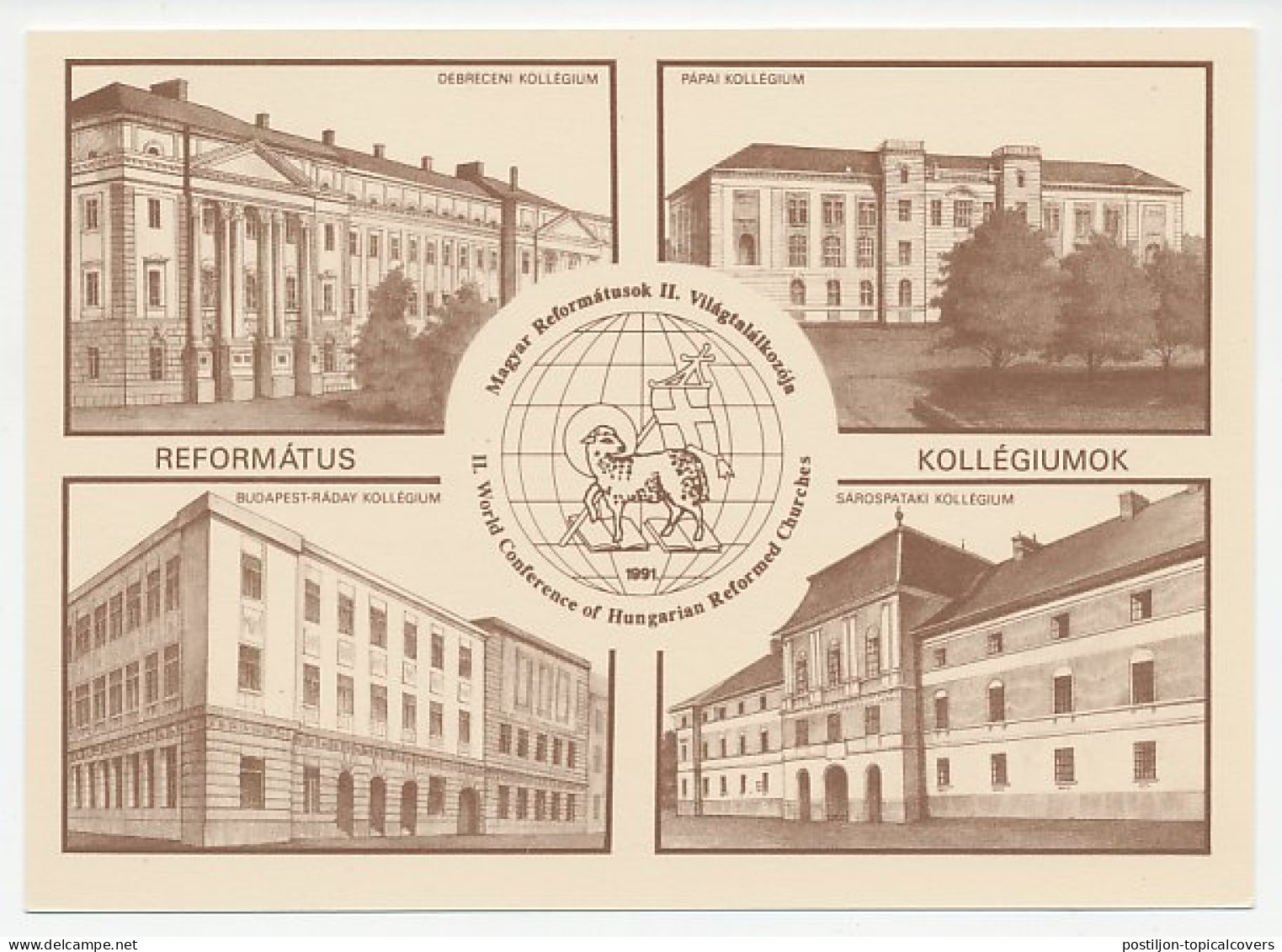 Postal Stationery Hungary 1991 World Conference Hungarian Reformed Churches - Otros & Sin Clasificación