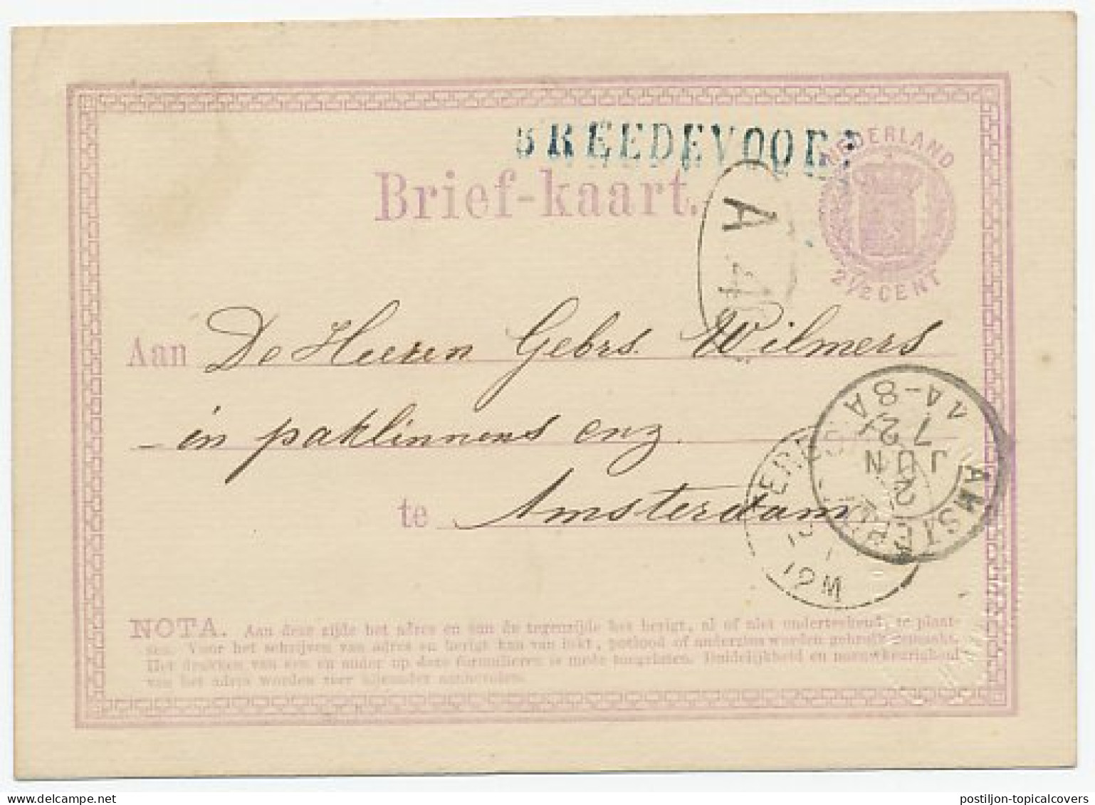 Naamstempel Breedevoort 1872 - Cartas & Documentos