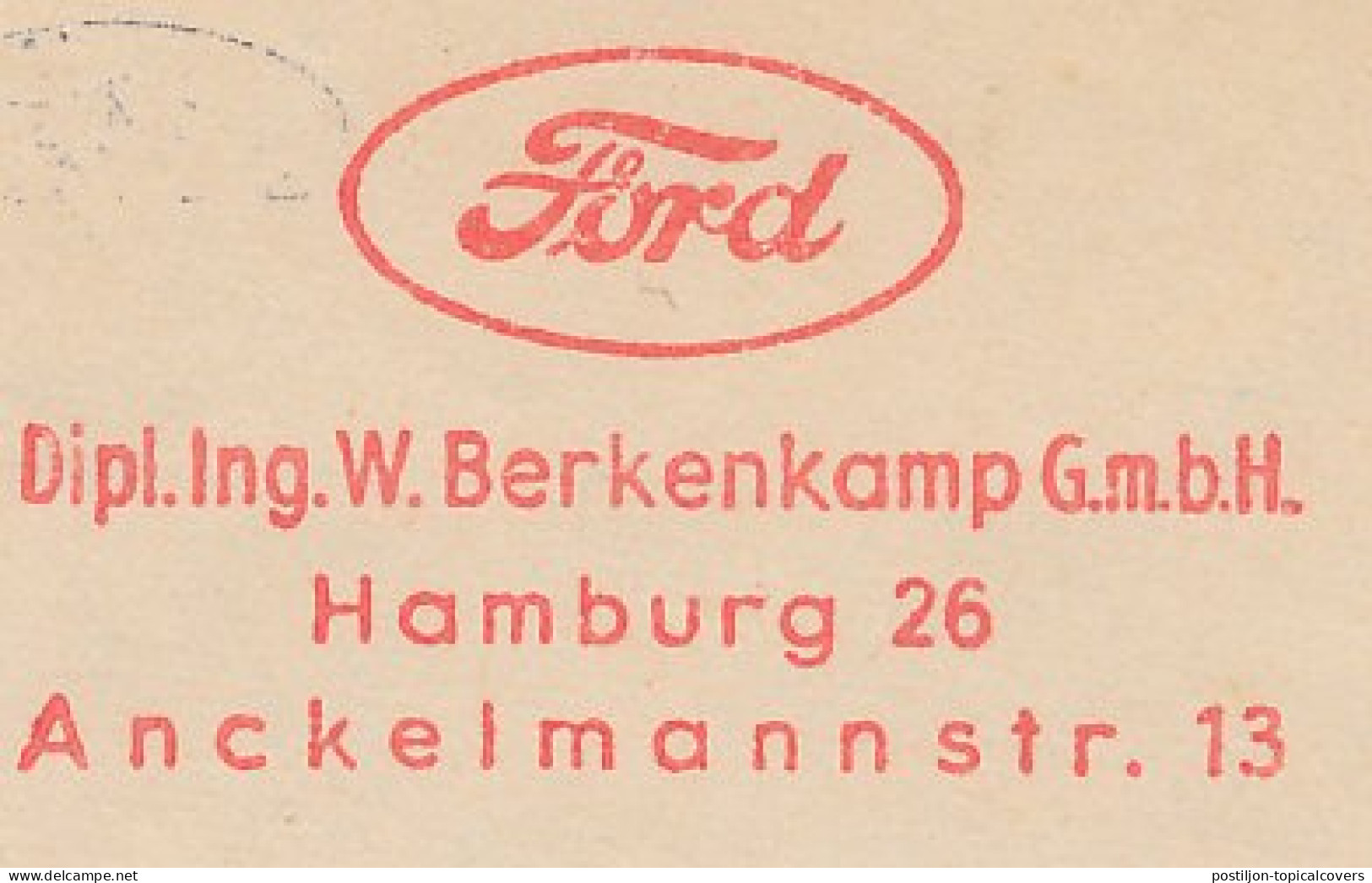 Meter Cover Germany 1959 Car - Ford - Cars