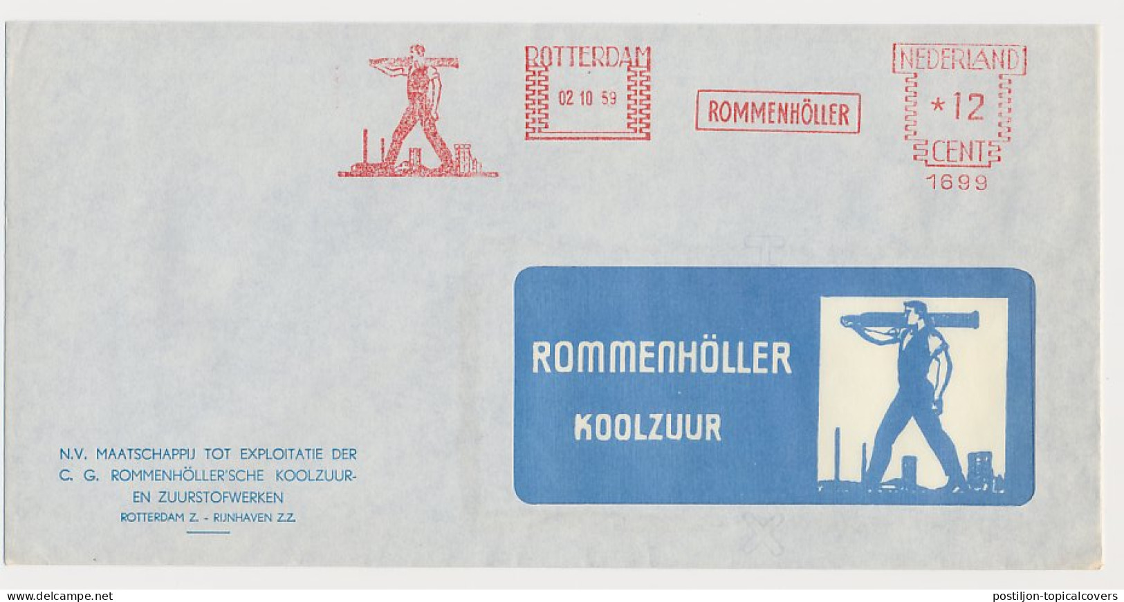 Meter Cover Netherlands 1959 Carbon Dioxide - Cylinder - Other & Unclassified