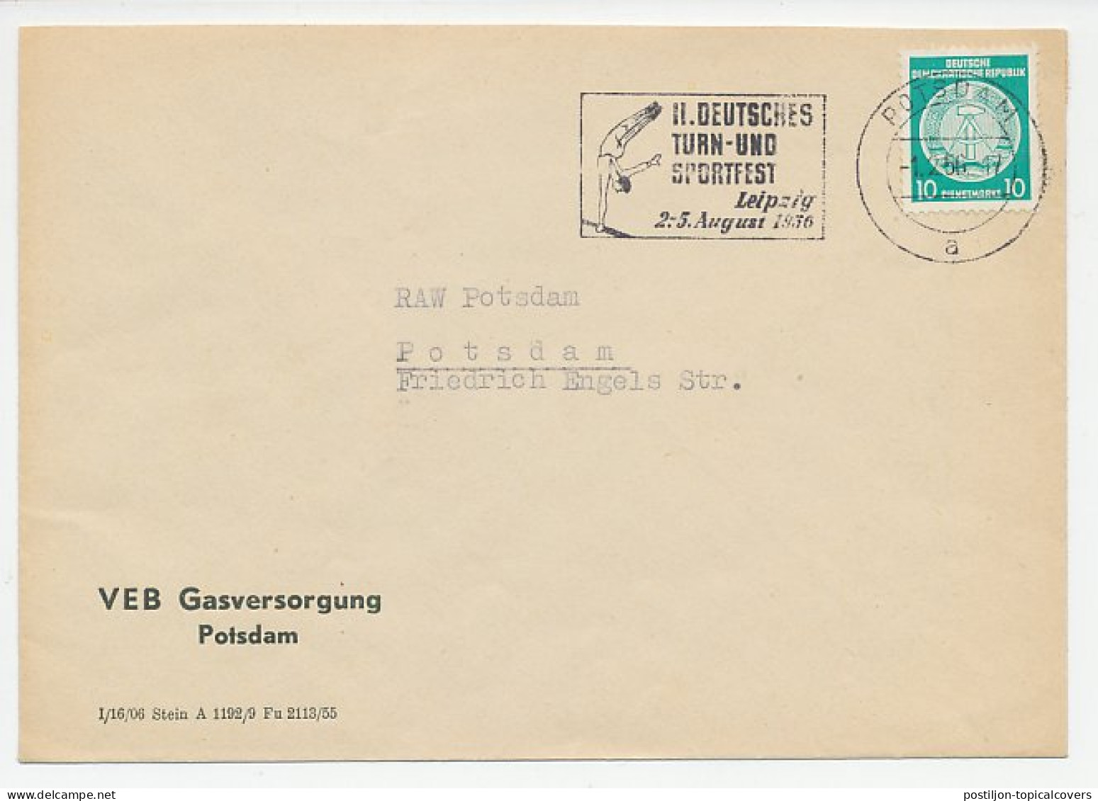 Cover / Postmark Germany / DDR 1956 Gymnastics Festival - Turnfest - Sporting Event - Andere & Zonder Classificatie