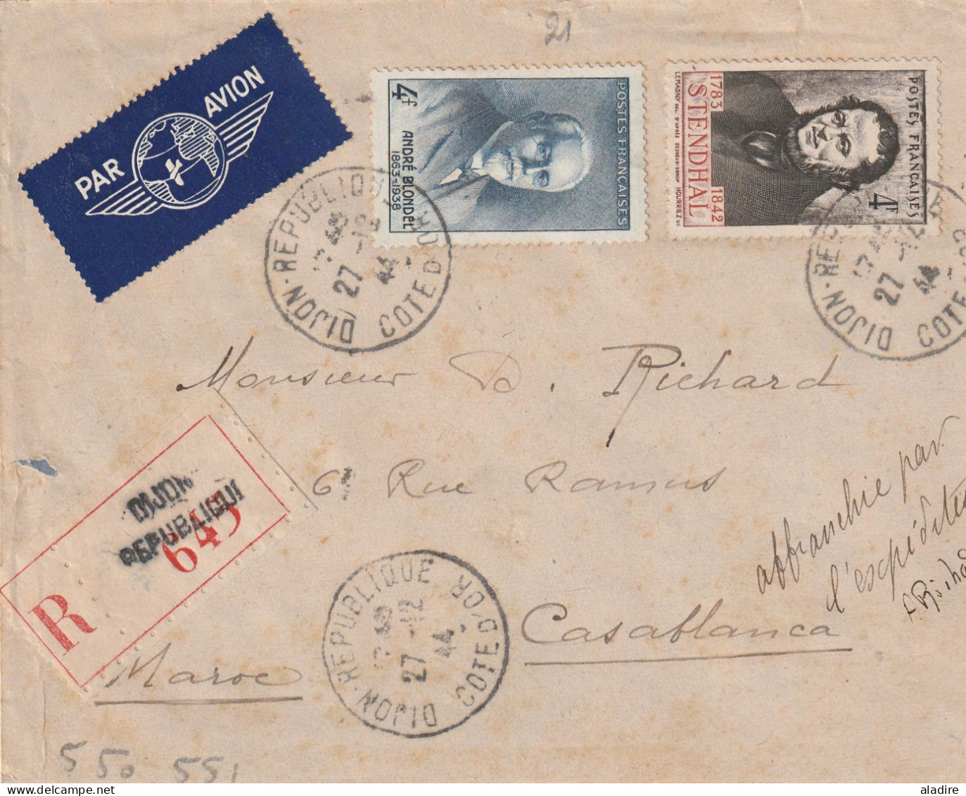 1944 /1958 - Collection De 16 Enveloppes PAR AVION - POSTE AERIENNE - Nombreux Timbres - 32 Scans - Andere & Zonder Classificatie