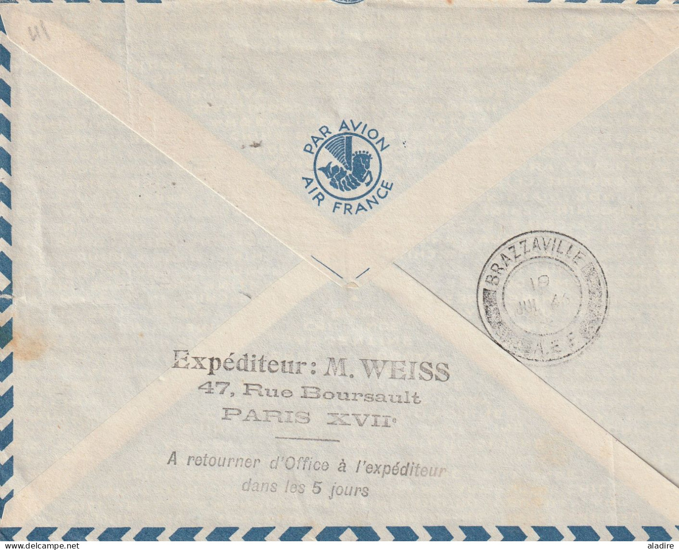 1944 /1958 - collection de 16 enveloppes PAR AVION - POSTE AERIENNE - nombreux timbres - 32 scans