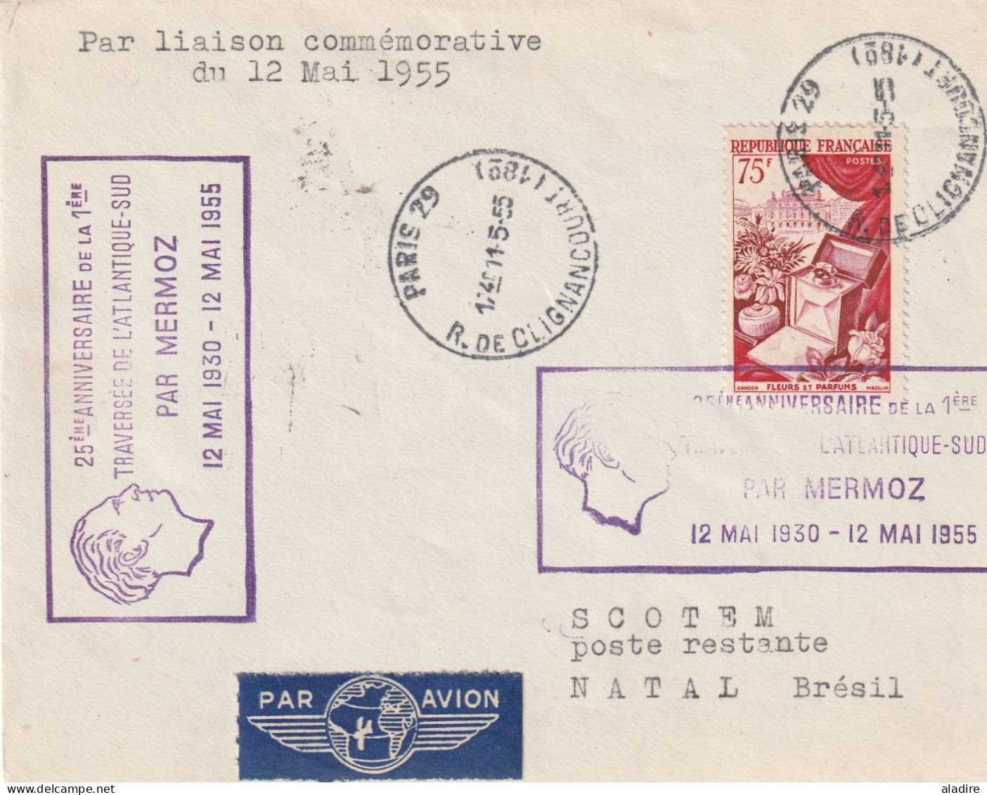 1944 /1958 - collection de 16 enveloppes PAR AVION - POSTE AERIENNE - nombreux timbres - 32 scans