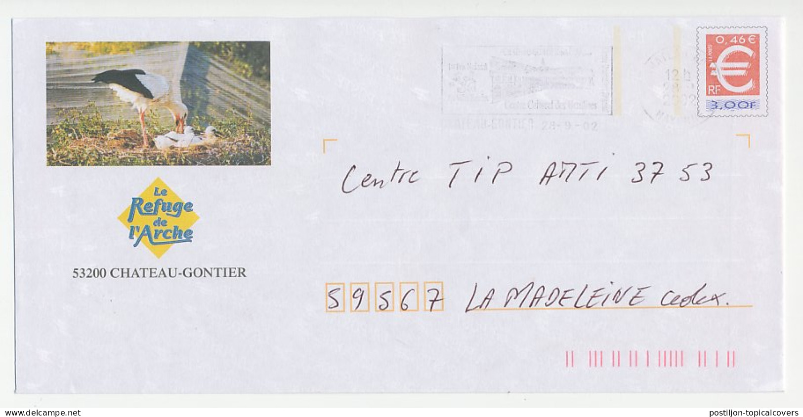 Postal Stationery / PAP France 2002 Bird - Stork - Autres & Non Classés