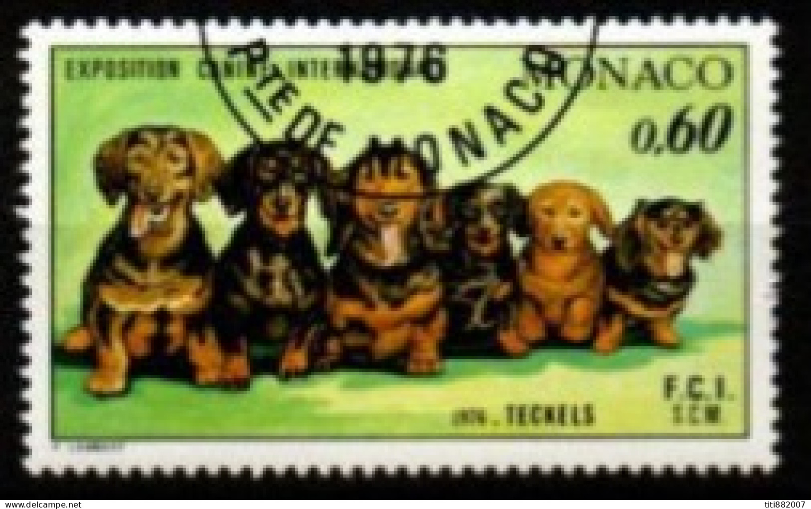 MONACO    -  1976 .   Y&T N° 1051 Oblitéré.   Chiens  / Teckels - Used Stamps