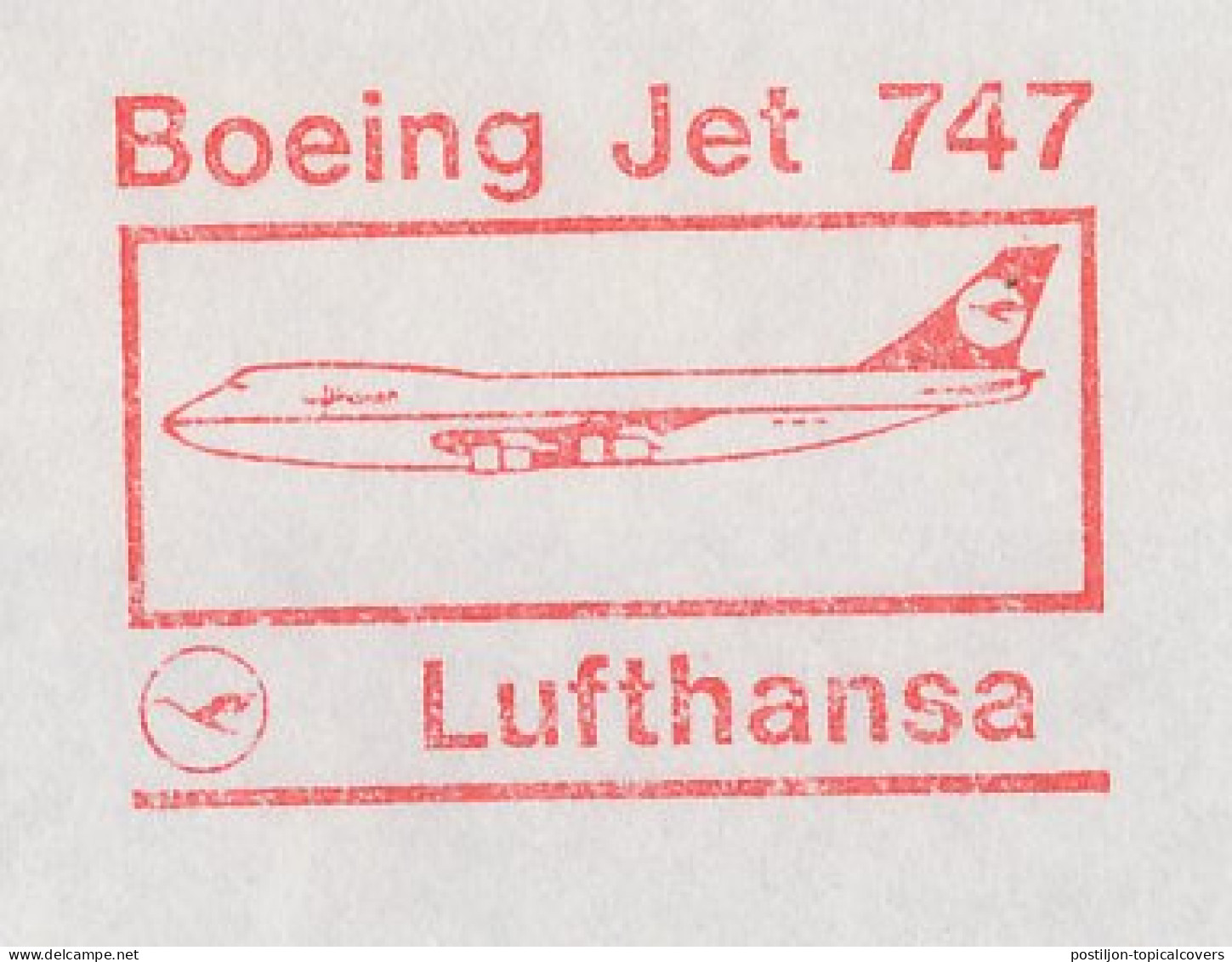 Meter Cover Netherlands 1984 Airplane - Boeing Jet 747 - Lufthansa - Avions