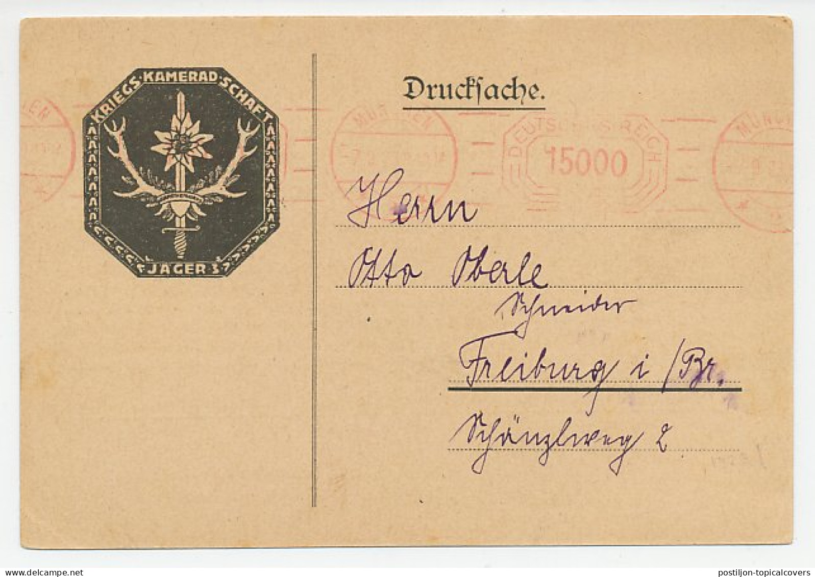 Illustrated Meter Card Deutsches Reich / Germany 1923 Hunting - Deer Antlers - Otros & Sin Clasificación