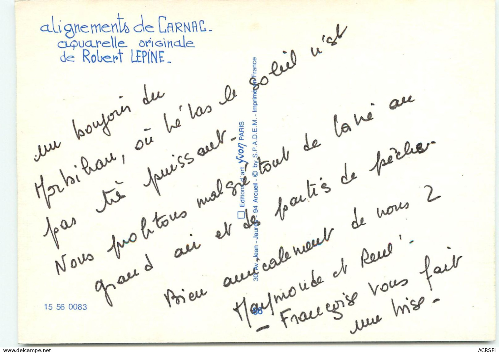 CARNAC  Alignements Aquarelle De Robert LEPINE RR 1224 - Carnac