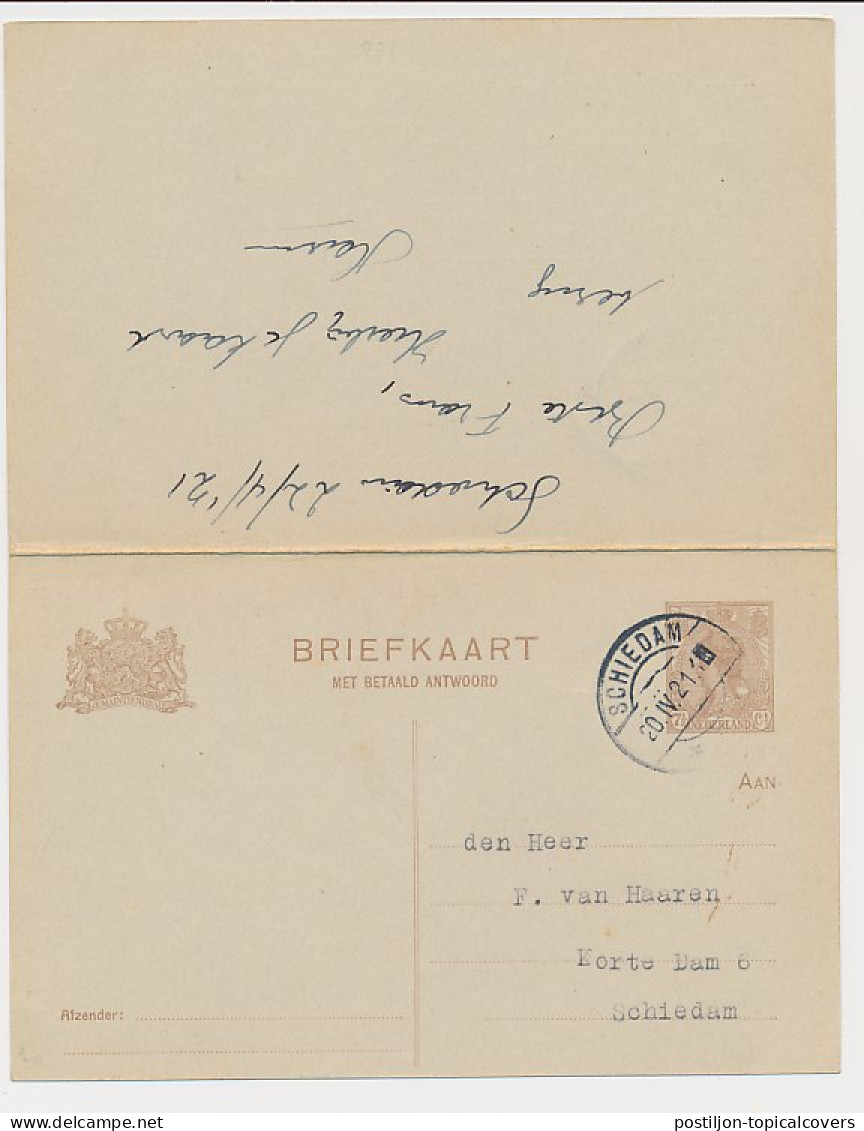 Briefkaart G. 192 Locaal Te Schiedam 1921 V.v. - Postal Stationery