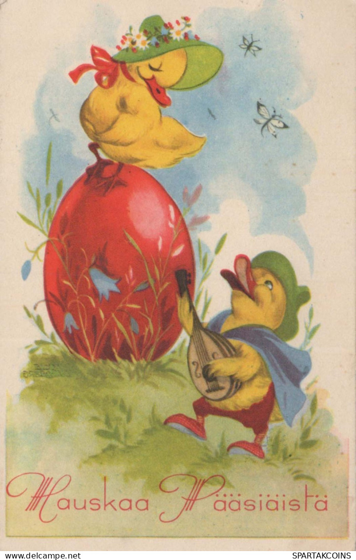 OSTERN HUHN EI Vintage Ansichtskarte Postkarte CPA #PKE097.DE - Pâques