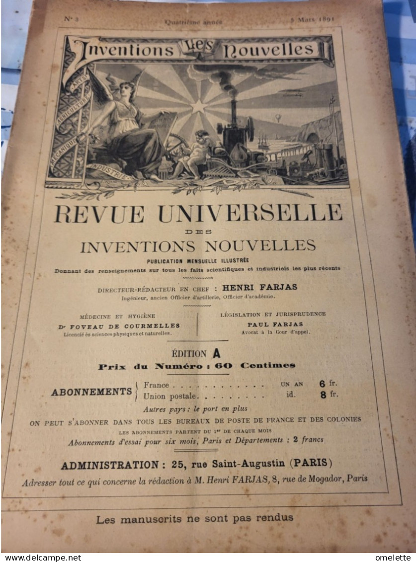 INVENTIONS NOUVELLES/ MACHINES AGRICOLES/HYGIENE DES VILLES/TRIBUNE DES INVENTEURS - Tijdschriften - Voor 1900