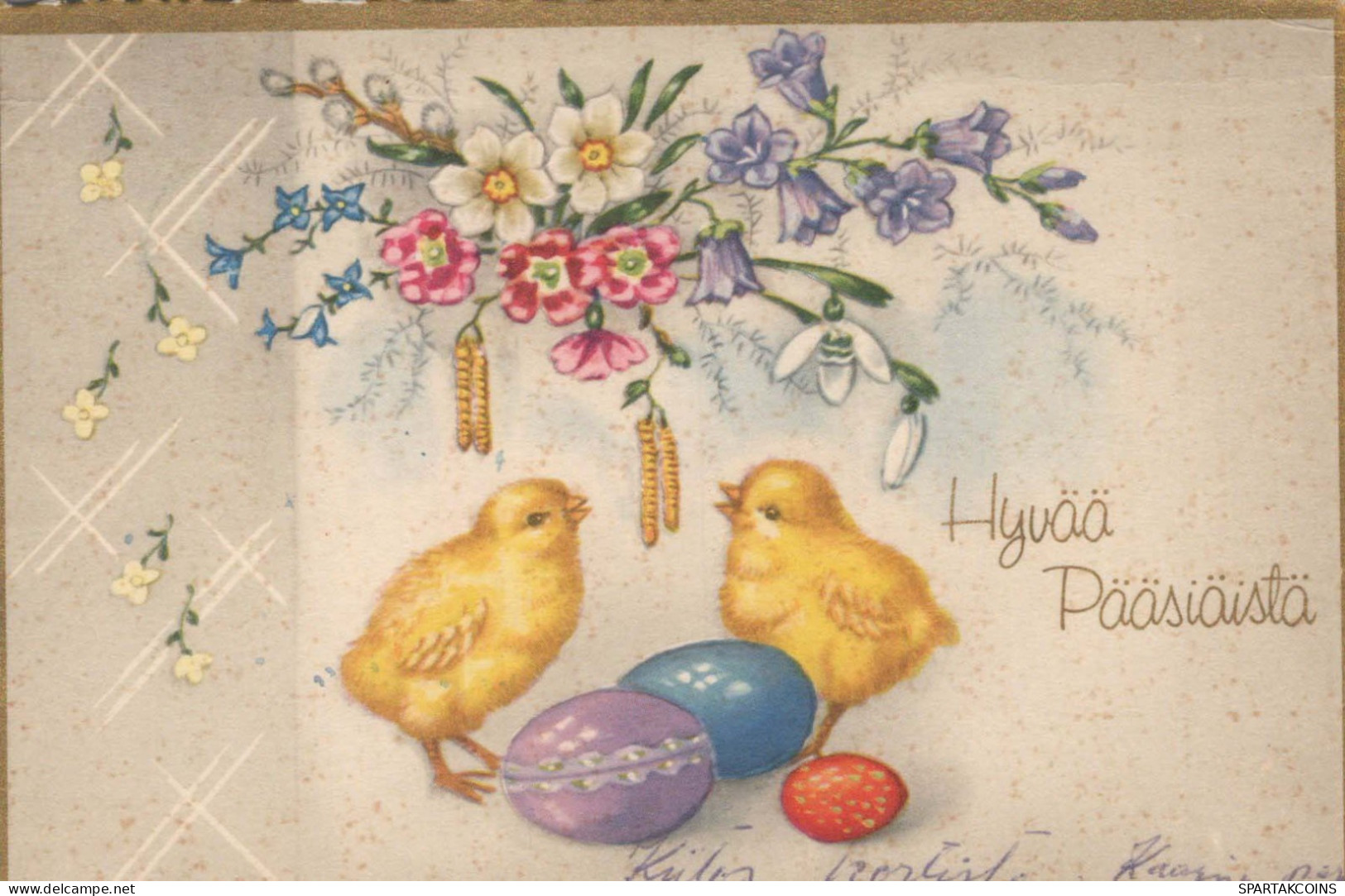 OSTERN HUHN EI Vintage Ansichtskarte Postkarte CPA #PKE414.DE - Easter