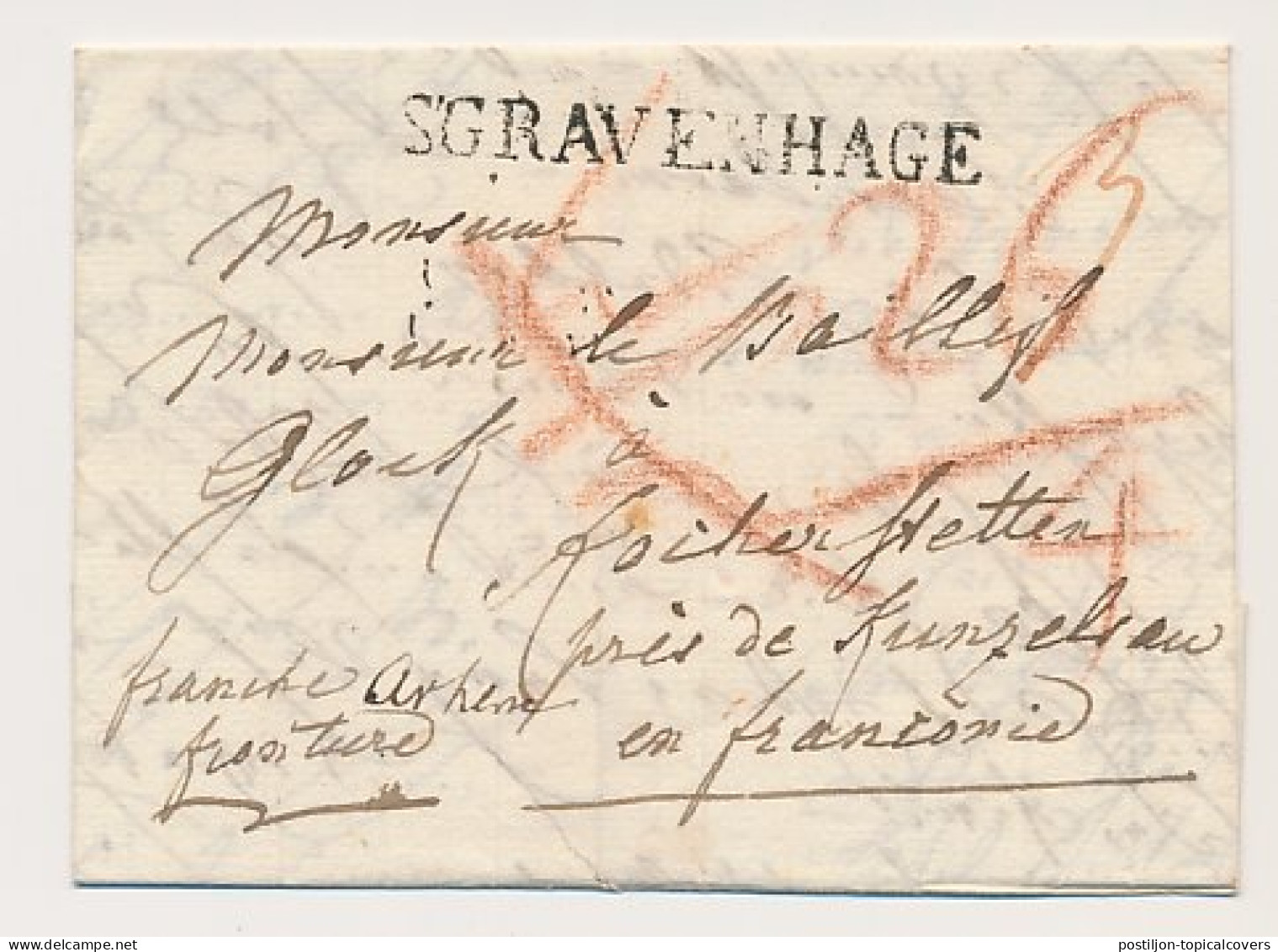 S GRAVENHAGE - AH Arnhem Franco Frontier - Franconie 1816 - ...-1852 Prephilately