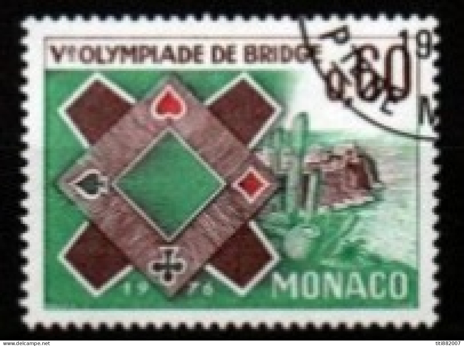 MONACO    -  1976 .   Y&T N° 1052 Oblitéré.   Bridge - Oblitérés