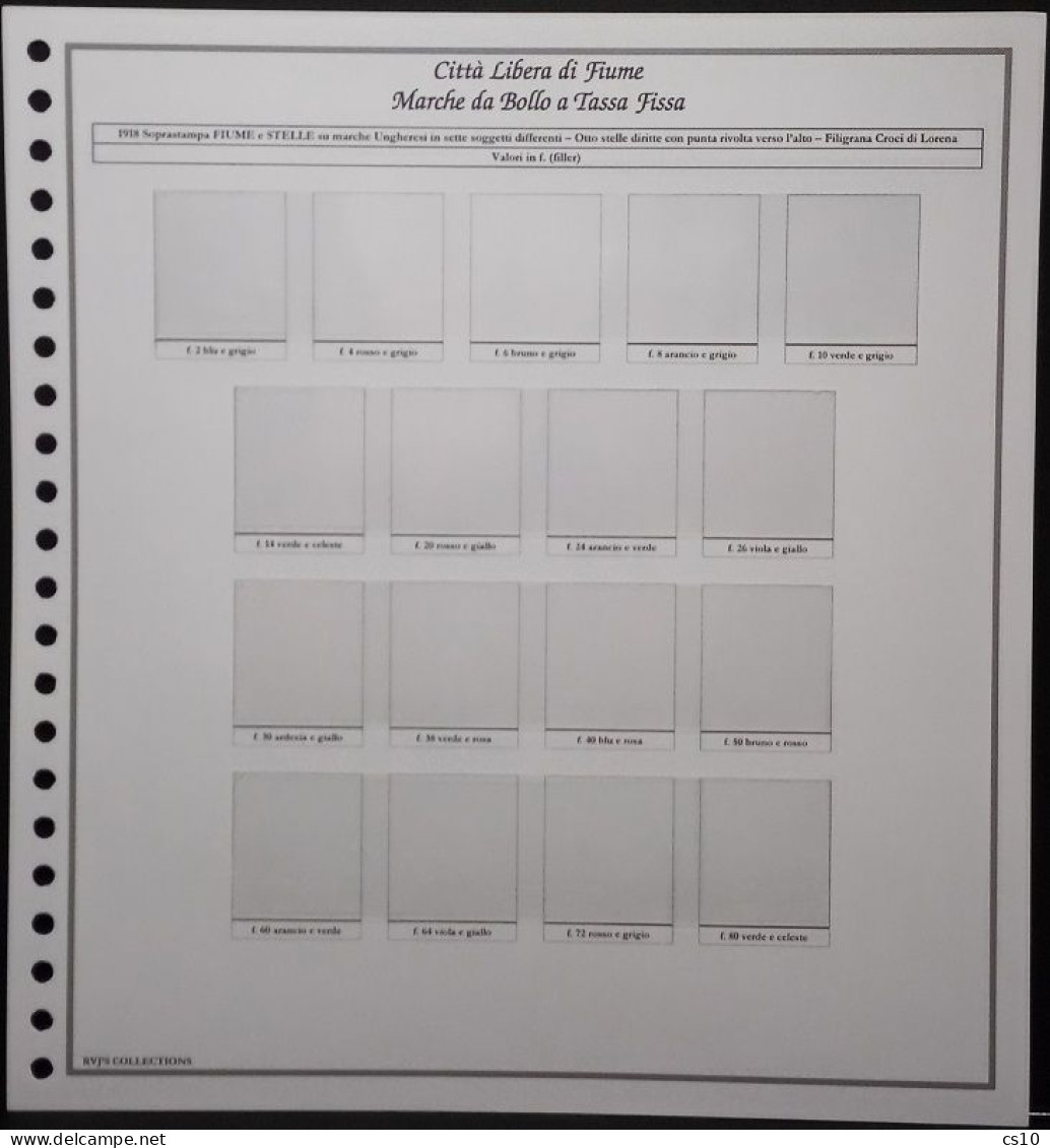CITTA' LIBERA DI FIUME - OMNICOMPRENSIVA - Raccolta Fogli D'Album Standard 22 Anelli Con Taschine - Revenue Stamps