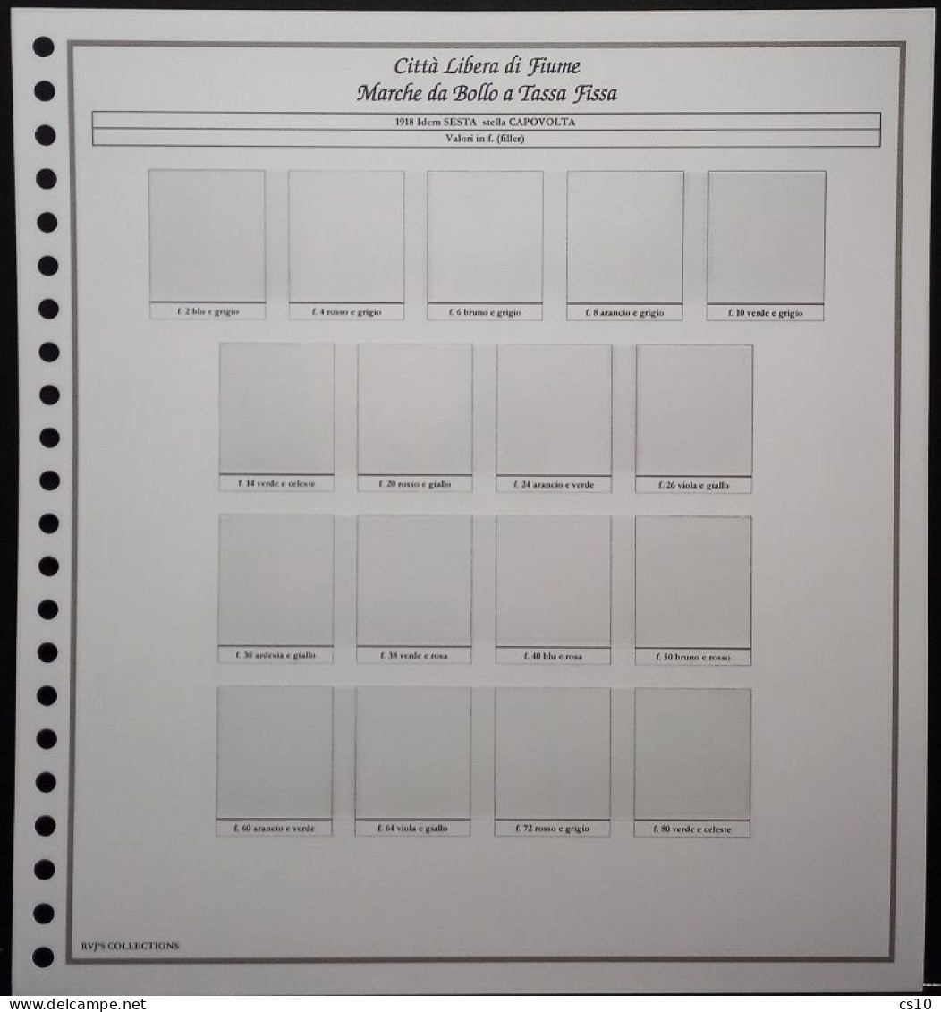 CITTA' LIBERA DI FIUME - OMNICOMPRENSIVA - Raccolta Fogli D'Album Standard 22 Anelli Con Taschine - Revenue Stamps