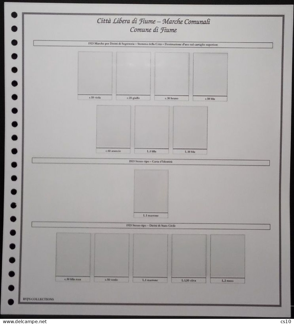 CITTA' LIBERA DI FIUME - OMNICOMPRENSIVA - Raccolta Fogli d'Album Standard 22 anelli con taschine
