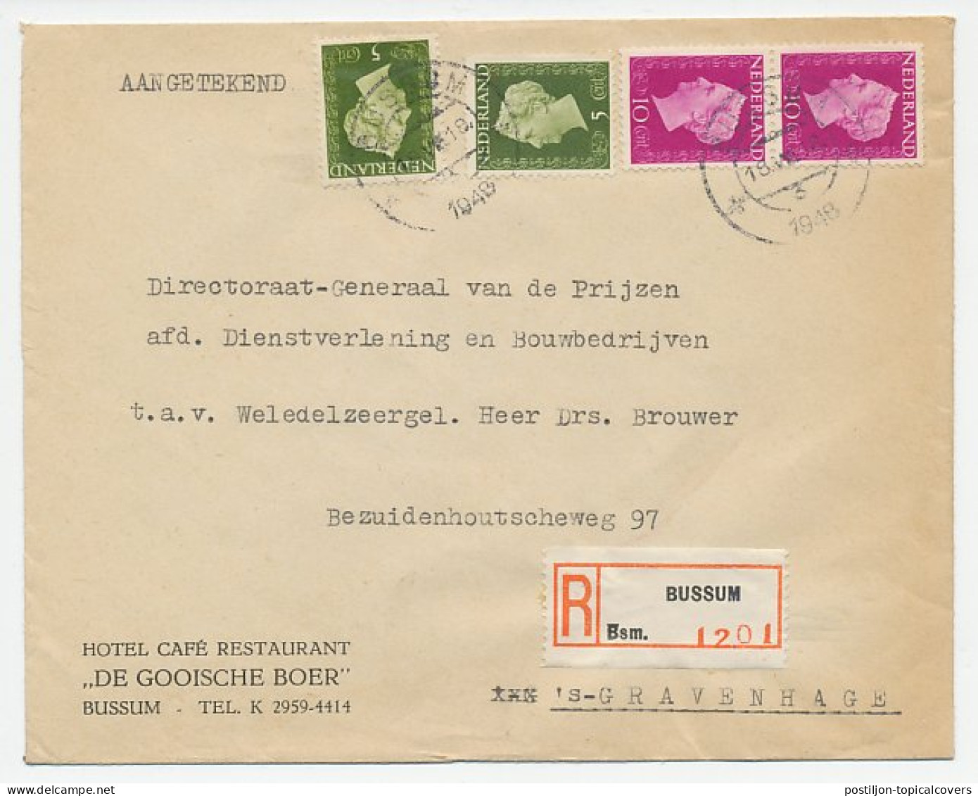 Em. Hartz Aangetekend Bussum - Den Haag 1948 - Unclassified