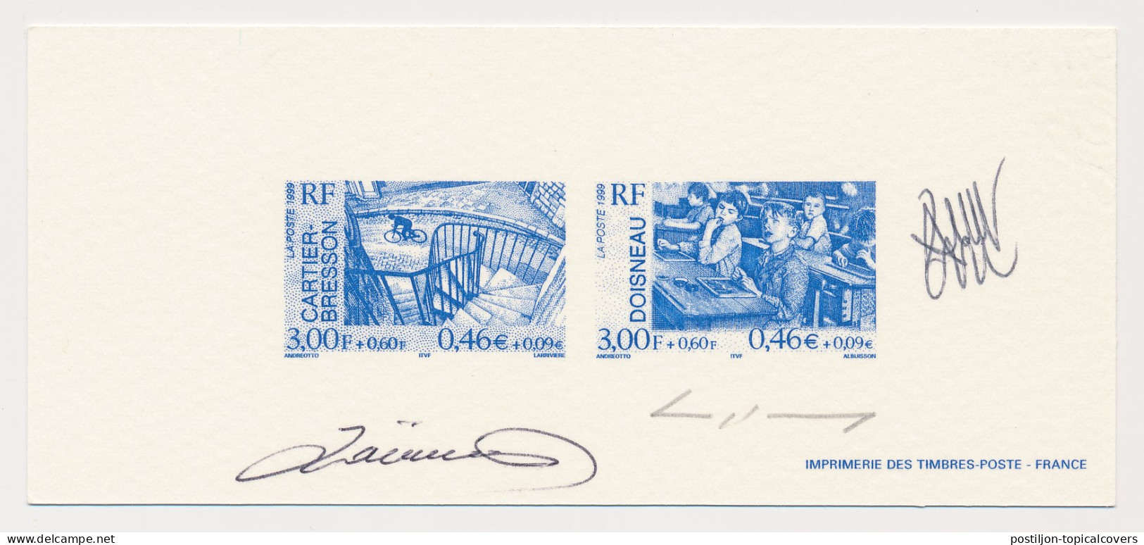 France 1999 - Epreuve / Proof Signed By Engraver Photographer Cartier - Bicycle - Doisneau - School Class - Photography