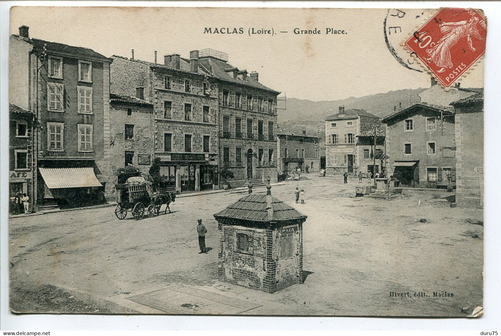 CPA Voyagé 1909 * MACLAS Grande Place  ( Avec Le Poids Public + Attelage ) Hivert Editeur - Autres & Non Classés