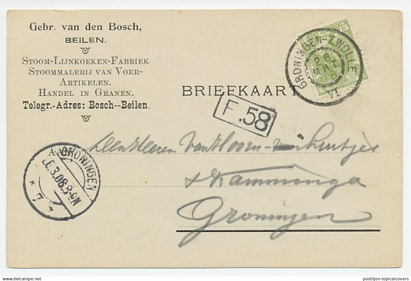 Firma Briefkaart Beilen 1908 - Stoommalerij - Ohne Zuordnung
