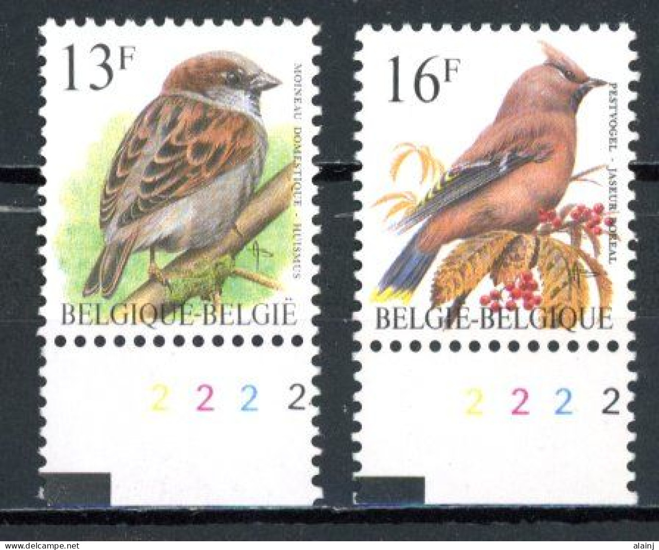 BE  2533 - 2534  XX   ----  Oiseau Buzin : Moineau Domestique Et Jaseur Boréal  --  Planche  2 - 1991-2000
