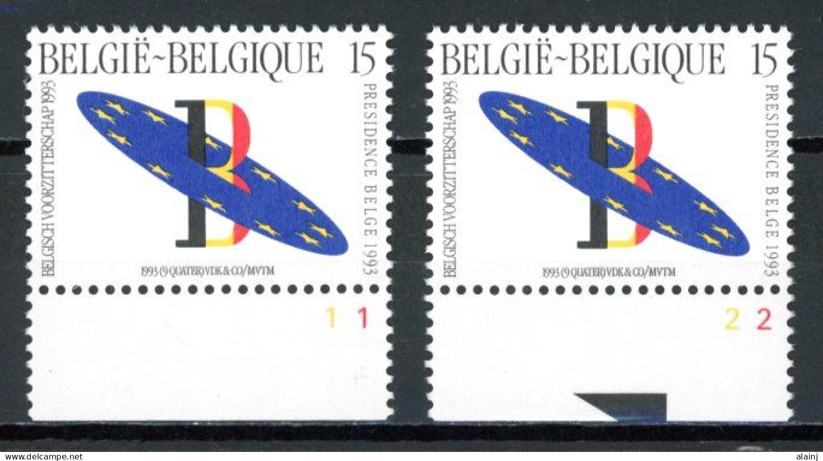 BE  2519  XX   ---- Présidence Belge De La CEE   --  N° De Planche 1 Et 2 - 1991-2000