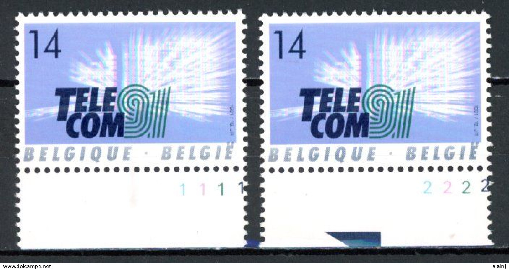 BE  2427  XX   ----  Télécom '91 / Genève   --  N° De Planche 1 Et 2 - 1991-2000