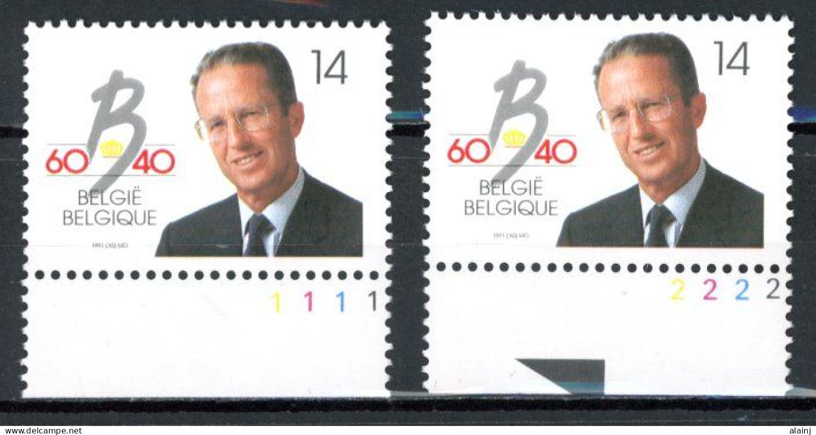 BE  2415  XX   ----  Anniversaire Du Roi Baudouin   --  N° De Planche 1 Et 2  - 1991-2000