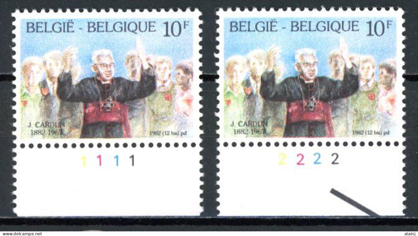 BE  2068  XX   ----  Anniversaire Cardinal J. Cardijn  --  N° De Planche 1 Et 2 - 1981-1990