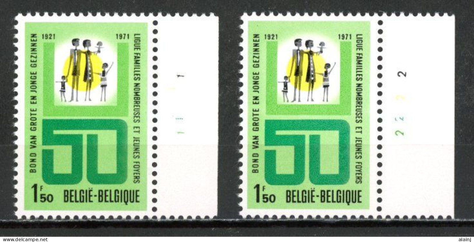 BE  1601  XX   ----  Ligue Des Familles Nombreuses --  N° De Planche 1 Et 2 - 1971-1980