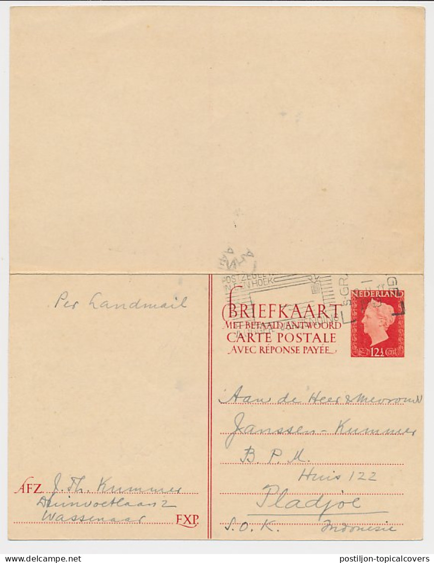 Briefkaart G. 296 A (Wassenaar)Den Haag - Pladjoe Indonesie 1949 - Postal Stationery