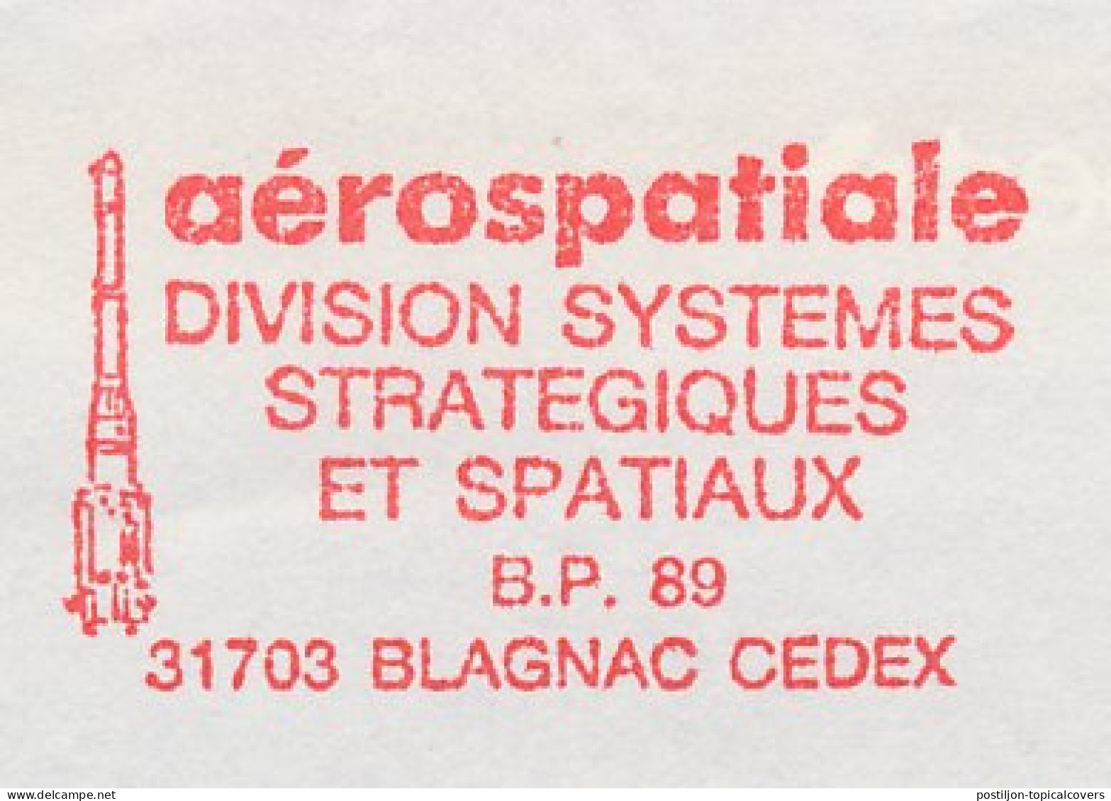 Meter Cover France 1987 Aerospatiale - Strategic Systems Division - Rocket - Astronomia