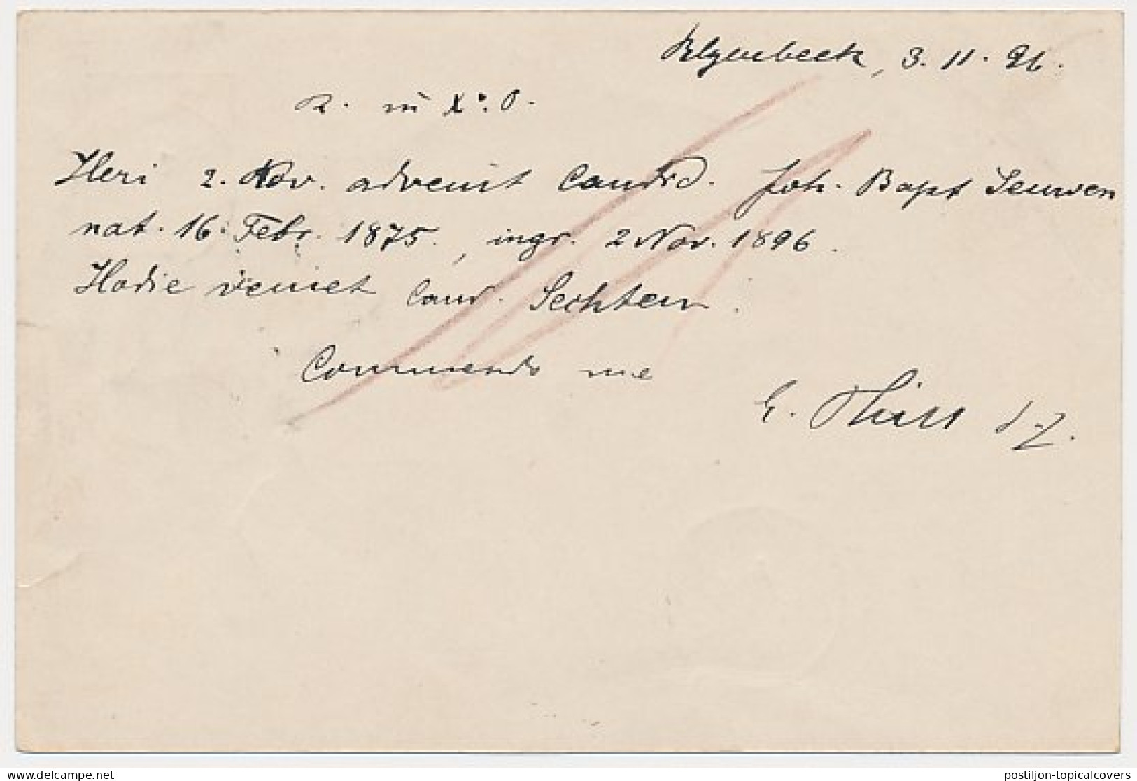 Bleijenbeek - Kleinrondstempel Afferden (Limb) 1896 - Ohne Zuordnung