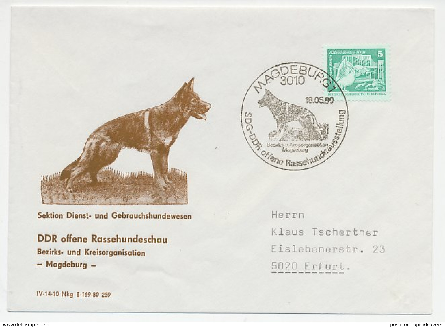 Cover / Postmark Germany / DDR 1980 Dog Show - Autres & Non Classés