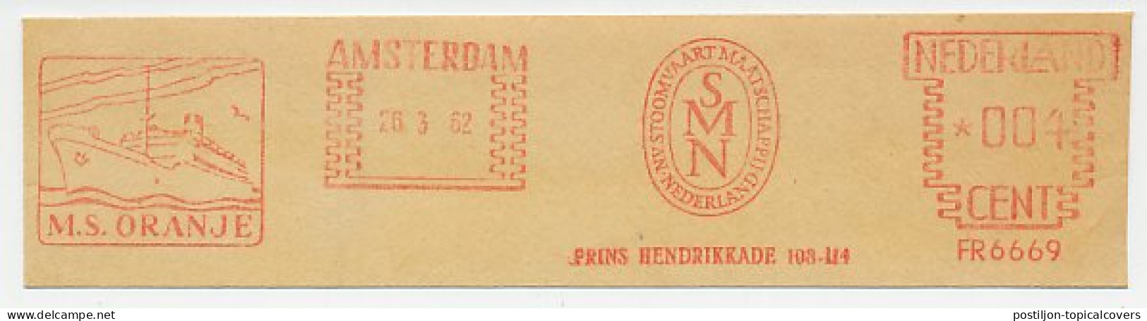 Meter Cut Netherlands 1962 SMN - Steamship Company Netherlands - M.S. Oranje - Ocean Liner - Schiffe
