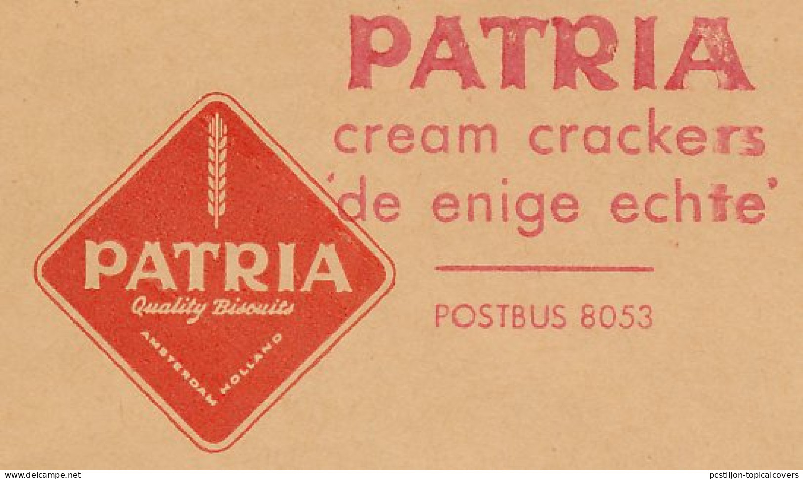 Meter Cover Netherlands 1965 Cream Crackers - Biscuit - Patria  - Alimentation