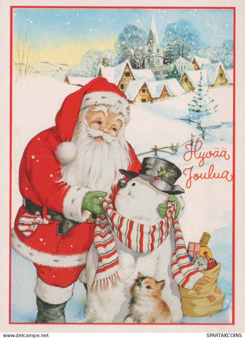 PAPÁ NOEL Feliz Año Navidad Vintage Tarjeta Postal CPSM #PBL348.ES - Santa Claus