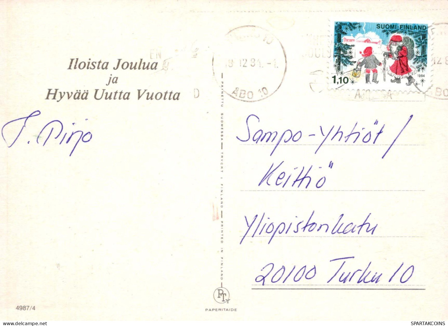 PAPÁ NOEL Feliz Año Navidad Vintage Tarjeta Postal CPSM #PBL225.ES - Santa Claus