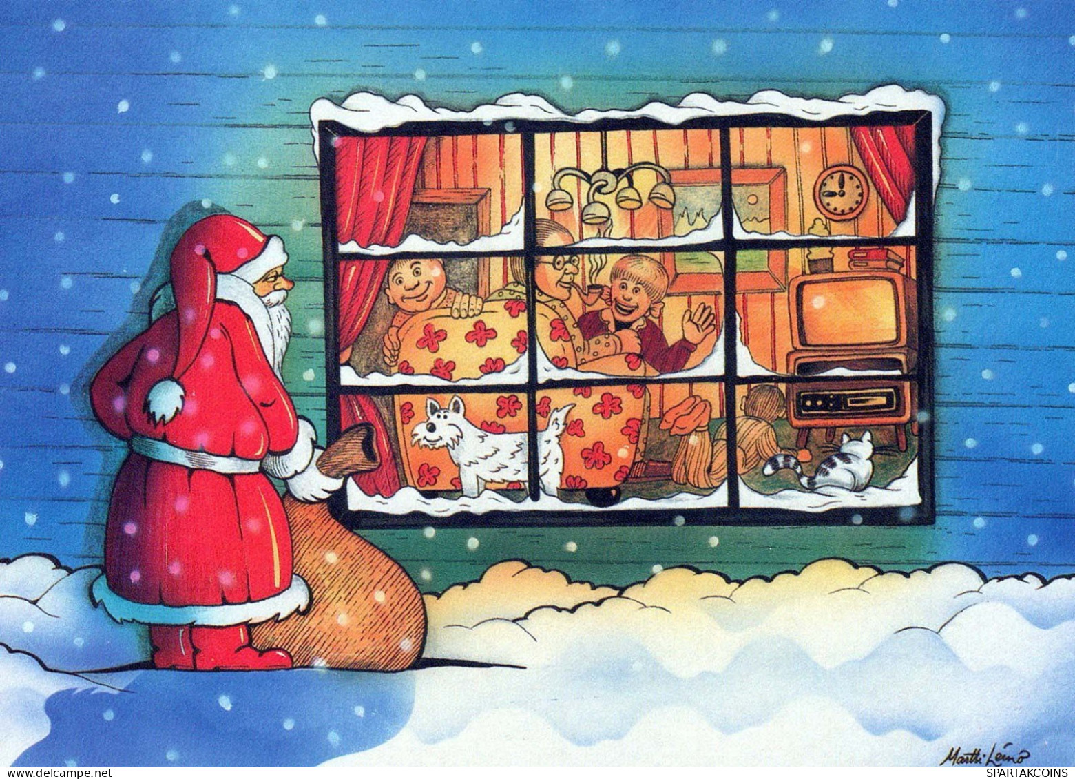 PAPÁ NOEL Feliz Año Navidad Vintage Tarjeta Postal CPSM #PBL018.ES - Santa Claus